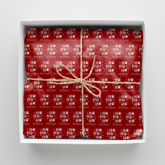 "Ho Ho Ho" Dog Paw Prints Pattern Christmas Tissue Paper (Creator Uploaded)