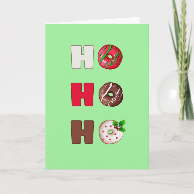 Ho Ho Ho Donut Christmas Holiday Greeting Card (Front)