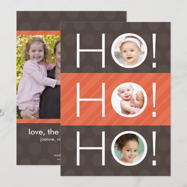 Ho Ho Ho! Double Sided 4 Photo Holiday Card (Front/Back)