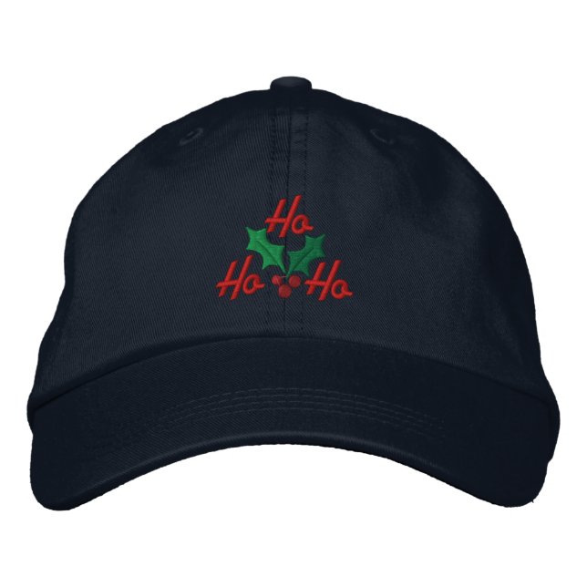 Ho Ho Ho Embroidered Baseball Hat (Front)