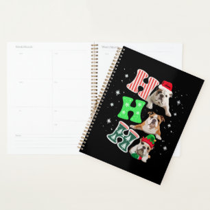 Ho Ho Ho English Bulldog Santa Reindeer Christmas Planner