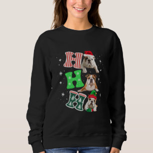 Ho Ho Ho English Bulldog Santa Reindeer Christmas  Sweatshirt