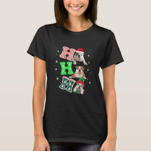 Ho Ho Ho English Bulldog Santa Reindeer Christmas T-Shirt