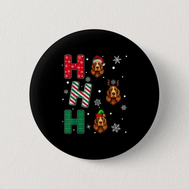 Ho Ho Ho Er Spaniel Dog Lover Christmas Santa Elf  Button (Front)