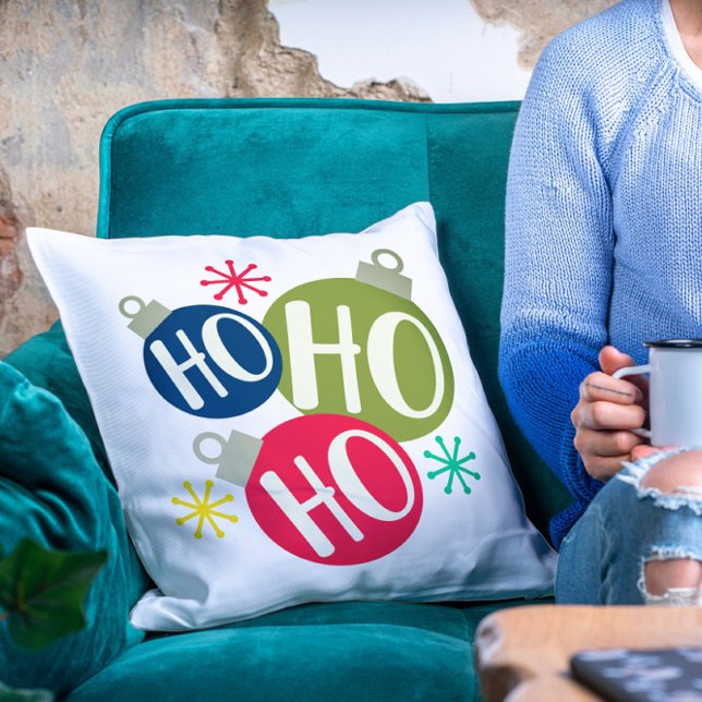 Ho Ho Ho Festive Christmas Xmas Modern Holiday Throw Pillow (Creator Uploaded)