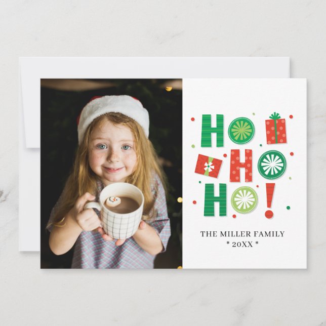 Ho Ho Ho Festive Holiday Personalized Photo (Front)