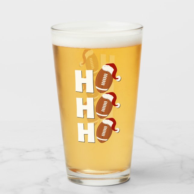 Ho Ho Ho Football | Funny Christmas Season Humor Glass (Front Filled)