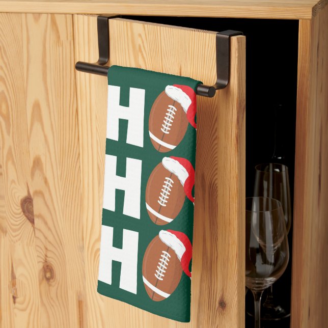 Ho Ho Ho Football | Funny Christmas Season Humor Kitchen Towel (Thirds Fold)