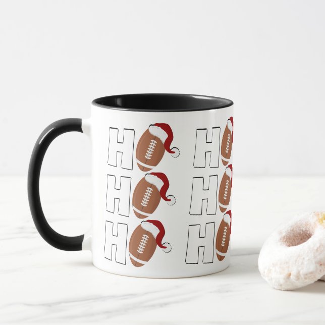 Ho Ho Ho Football | Funny Christmas Season Humor Mug (With Donut)