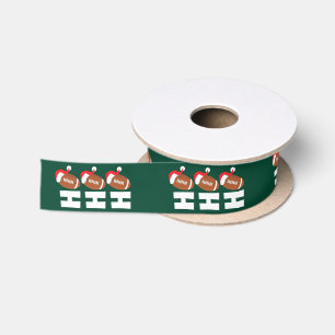 Ho Ho Ho Football Funny Christmas Season Humor Satin Ribbon