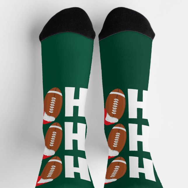 Ho Ho Ho Football | Funny Christmas Season Humor Socks (Top)