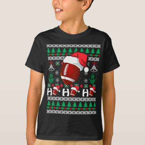 HO HO HO Football Ugly Christmas Sweater santa Hat