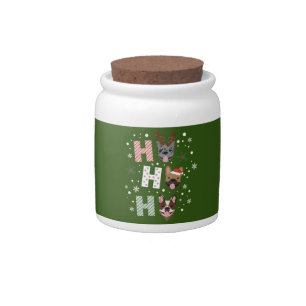 Ho Ho Ho French Bulldog Merry Christmas Candy Jar