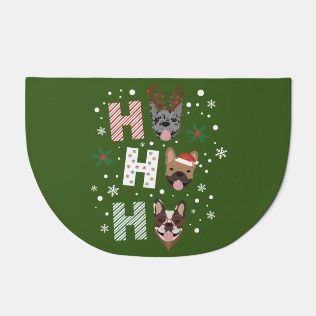 Ho Ho Ho French Bulldog Merry Christmas Doormat (Front)