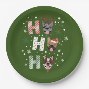 Ho Ho Ho French Bulldog Merry Christmas Paper Plates