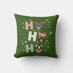 Ho Ho Ho French Bulldog Merry Christmas Throw Pillow