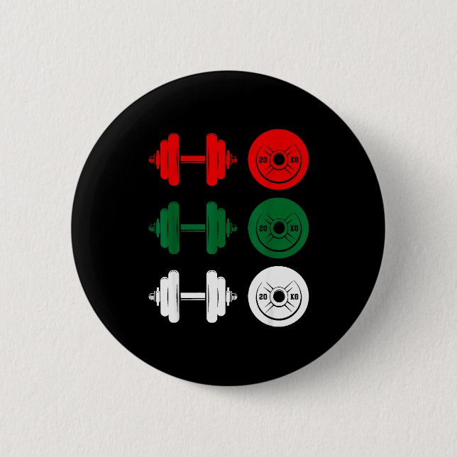 Ho Ho Ho Funny Dumbbell Christmas Weightlifting Gy Button (Front)
