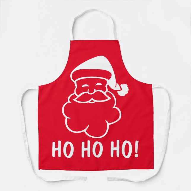 Ho Ho Ho funny red Santa Claus Christmas apron (Front)