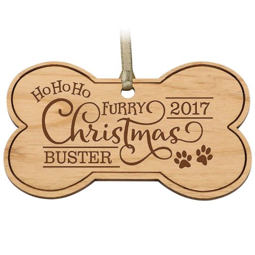 Ho Ho Ho Furry Christmas Wooden Holiday Ornament