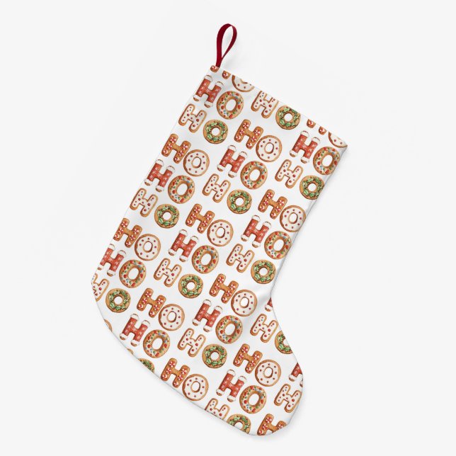 Ho Ho Ho Gingerbread Cookie Christmas Small Christmas Stocking (Front (Hanging))
