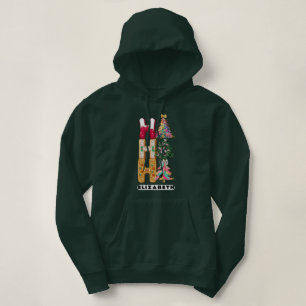 Ho Ho Ho Glitter Coquette Christmas Deep Forest Hoodie