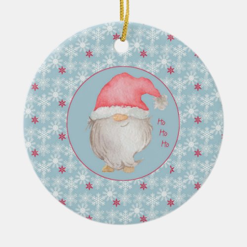 Ho Ho Ho Gnome 1st Christmas as Big Sister photo Ceramic Ornament