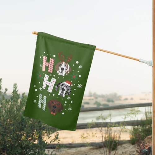 Ho Ho Ho Great Dane Merry Christmas House Flag