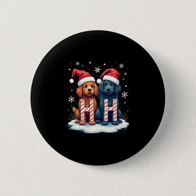 Ho Ho Ho Great Pyrenees Dog Lover Christmas Santa  Button (Front)