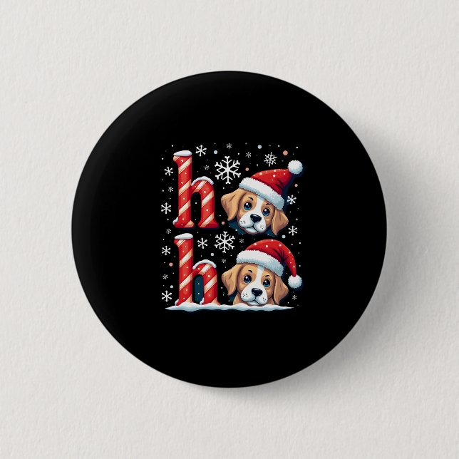 Ho Ho Ho Great Pyrenees Dog Lover Christmas Santa  Button (Front)