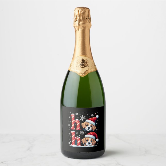 Ho Ho Ho Great Pyrenees Dog Lover Christmas Santa  Sparkling Wine Label (Front)