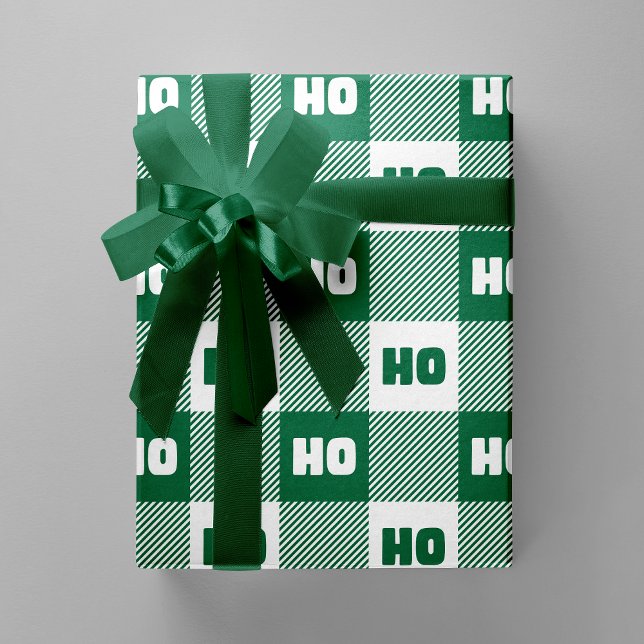 Ho Ho Ho Green White Chic Christmas Buffalo Plaid Wrapping Paper (Ho Ho Ho Green & White Chic Christmas Buffalo Plaid Wrapping Paper)