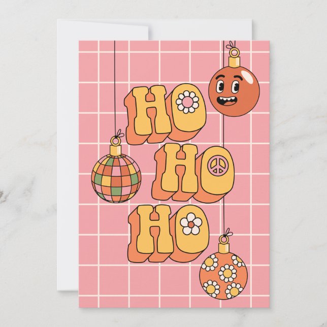 Ho Ho Ho - Groovy Christmas Cheer Holiday Card (Front)