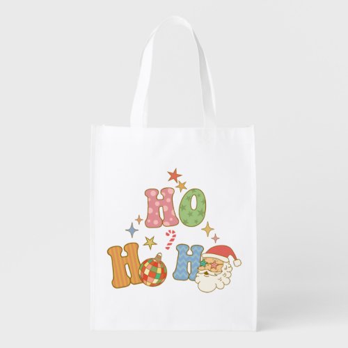 Ho Ho Ho Groovy Merry Christmas Festive  Grocery Bag