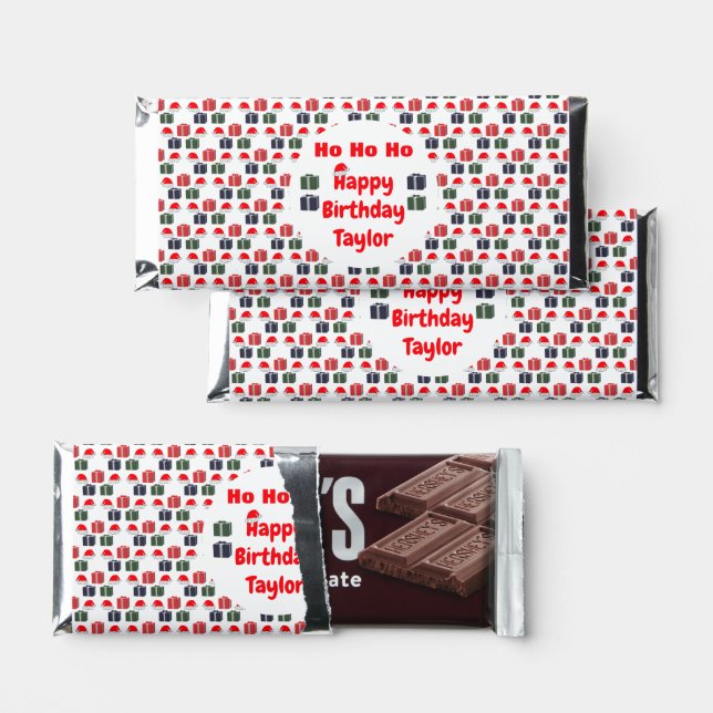 HO HO HO Happy Birthday Hershey Bar Favors (Front)