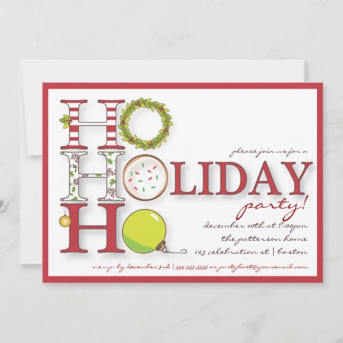 HO HO HO Happy Holiday Christmas Party Custom Invitations