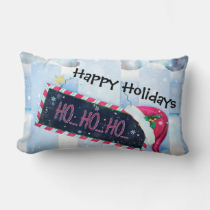 Ho Ho Ho Happy Holidays Lumbar Pillow
