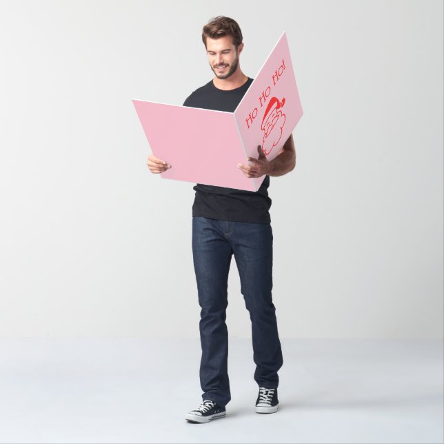 Ho Ho Ho Happy Holidays! Santa Pink Red Xmas Card (In Situ)