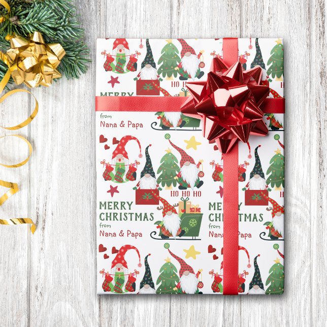 Ho Ho Ho Happy Santa Gnomes Christmas Wrapping Paper (Creator Uploaded)