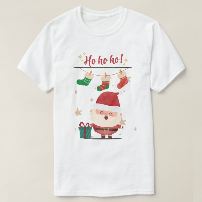 Ho Ho Ho Happy Santa Holiday Tee (Design Front)
