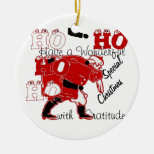 HO HO HO Have a Wonderful Christmas With Gratitude Ceramic Ornament