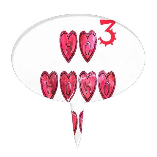 Ho Ho Ho Hearts Collection. Cake Topper (Front)