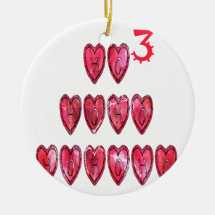 Ho Ho Ho Hearts Collection. Ceramic Ornament