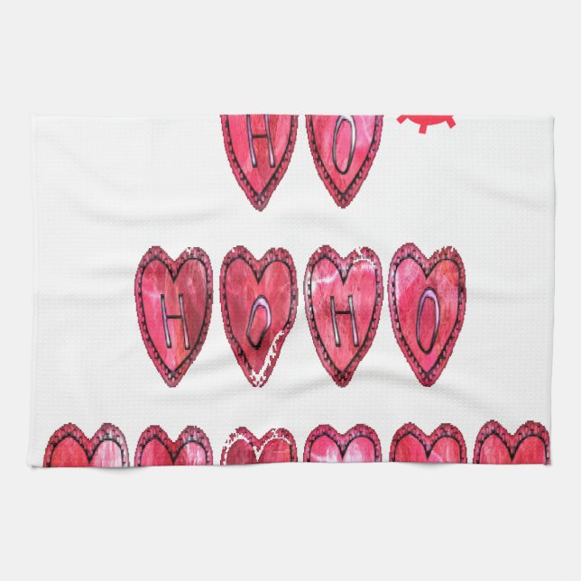 Ho Ho Ho Hearts Collection. Kitchen Towel (Horizontal)