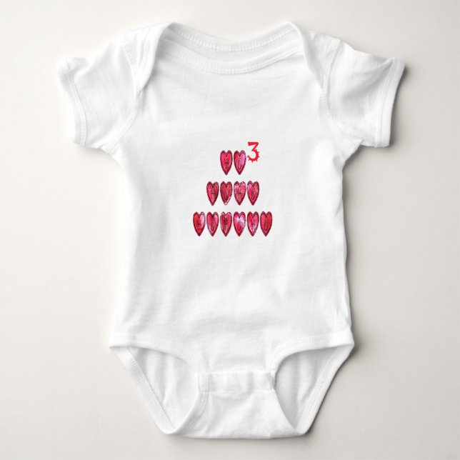 Ho Ho Ho Hearts: Whimsical Christmas Love Text Hol Baby Bodysuit (Front)