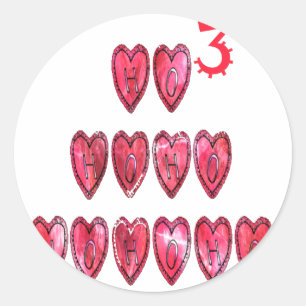 Ho Ho Ho Hearts: Whimsical Christmas Love Text Hol Classic Round Sticker