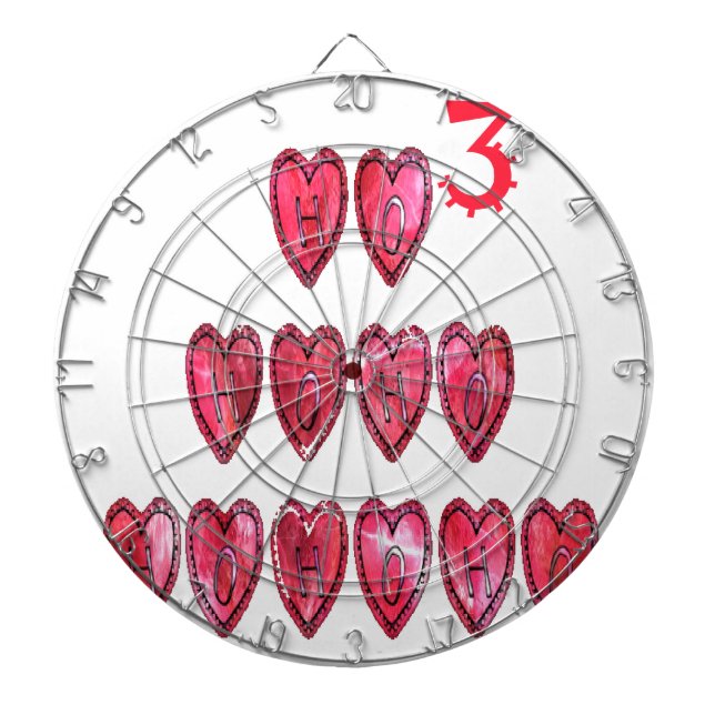 Ho Ho Ho Hearts: Whimsical Christmas Love Text Hol Dartboard (Front)