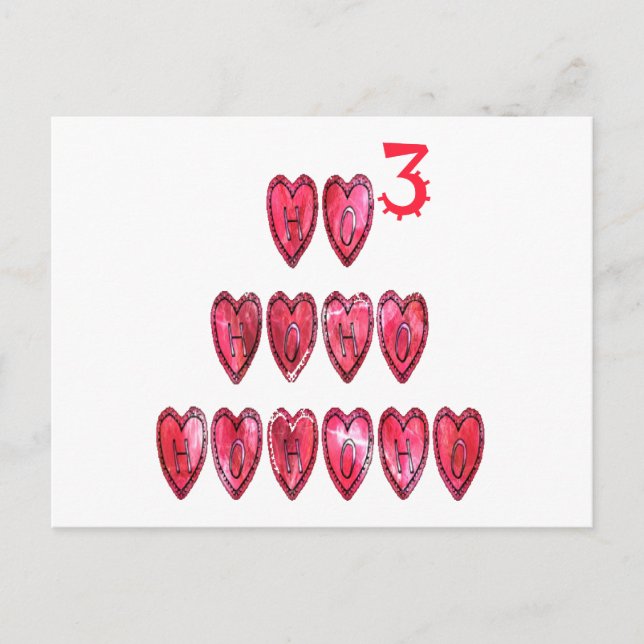 Ho Ho Ho Hearts: Whimsical Christmas Love Text Hol Holiday Postcard (Front)
