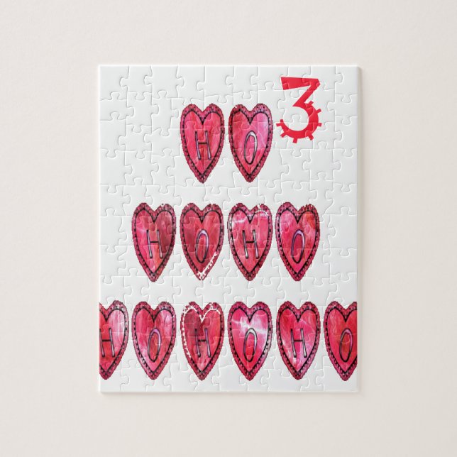 Ho Ho Ho Hearts: Whimsical Christmas Love Text Hol Jigsaw Puzzle (Vertical)