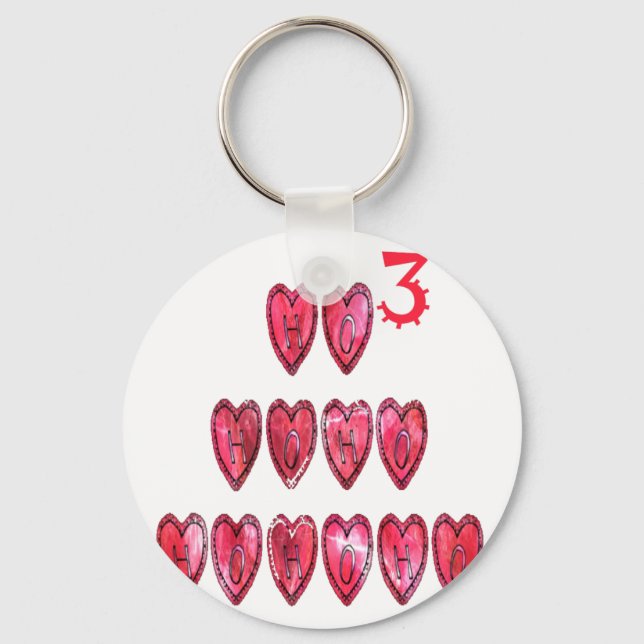 Ho Ho Ho Hearts: Whimsical Christmas Love Text Hol Keychain (Front)