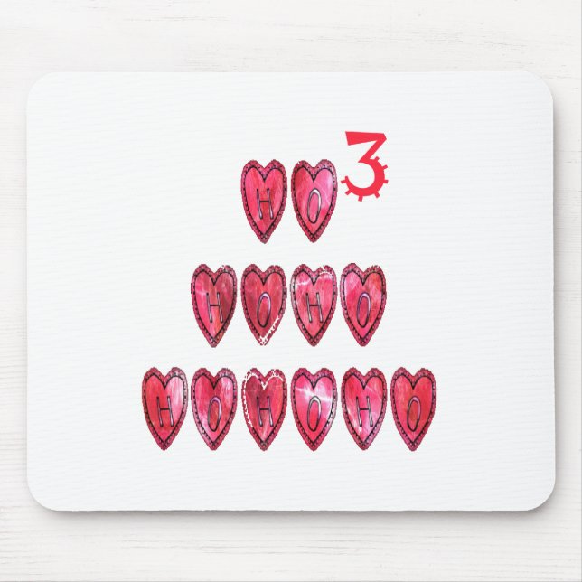 Ho Ho Ho Hearts: Whimsical Christmas Love Text Hol Mouse Pad (Front)